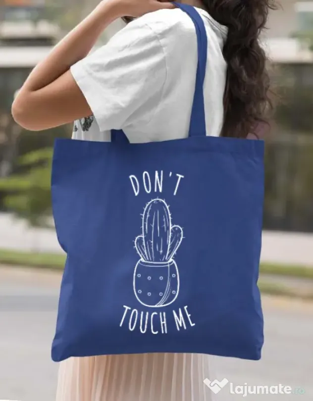 Sacosa din panza Do not touch me Albastru regal