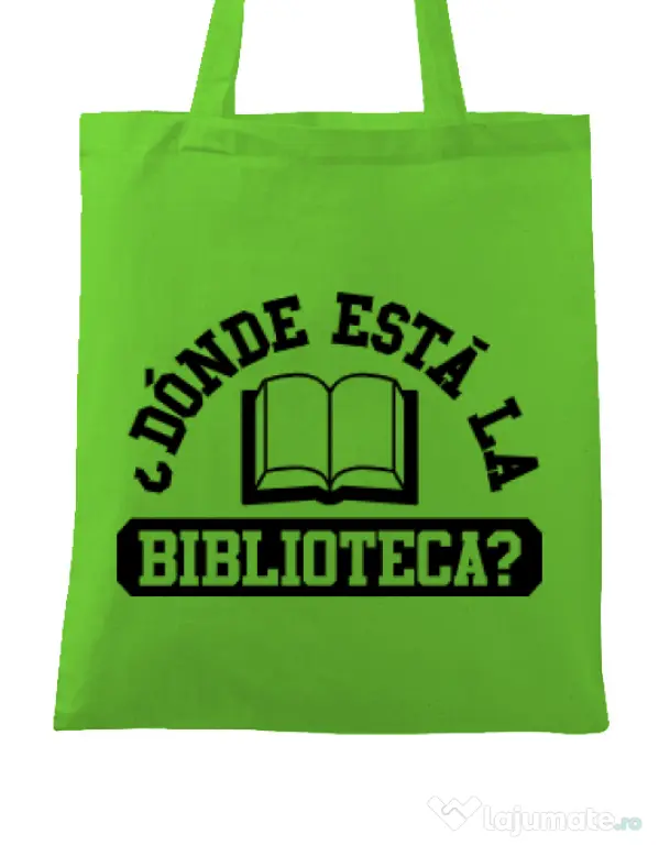 Sacosa din panza Donde esta la biblioteca Verde mar
