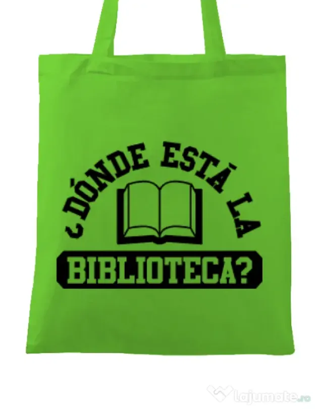 Sacosa din panza Donde esta la biblioteca Verde mar