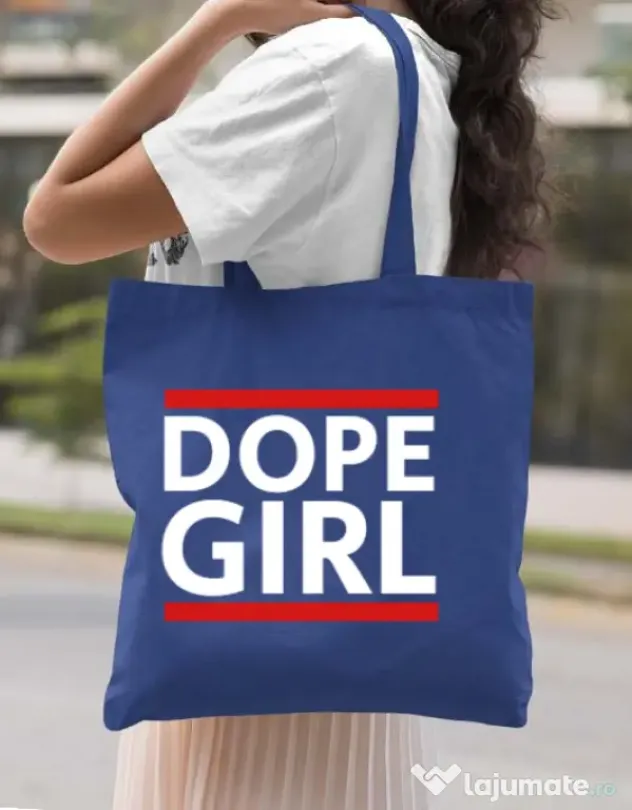 Sacosa din panza Dope girl Albastru regal
