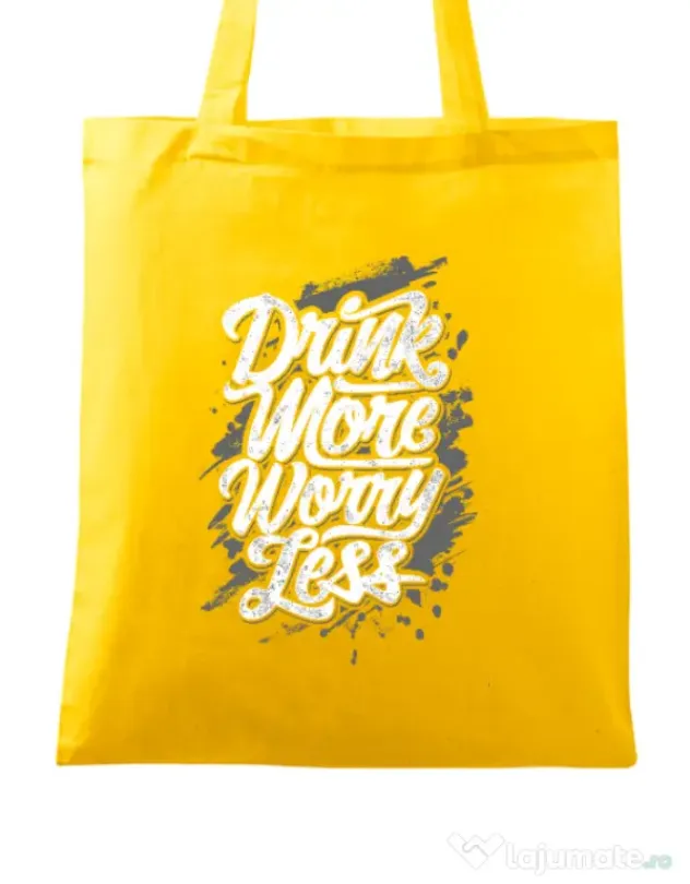 Sacosa din panza Drink more worry less Galben