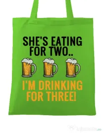Sacosa din panza Drinking for three Verde mar