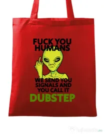 Sacosa din panza Dubstep alien Rosu