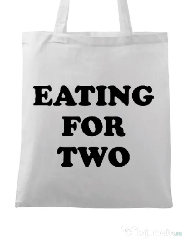 Sacosa din panza Eating for two Alb