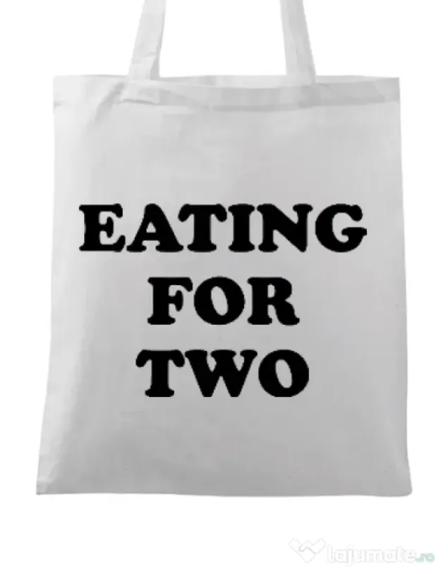 Sacosa din panza Eating for two Alb