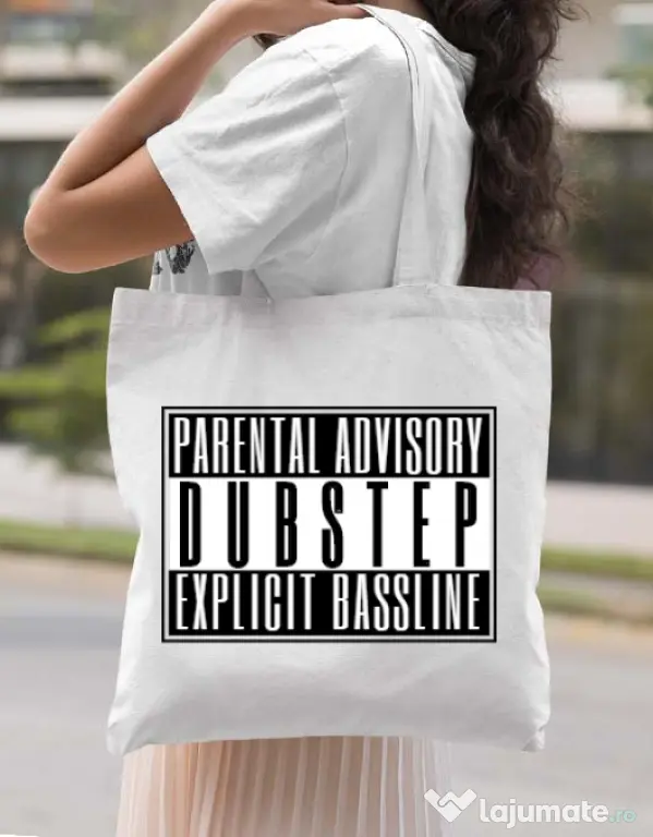 Sacosa din panza Explicit bassline Alb