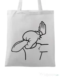 Sacosa din panza Extreme facepalm Alb