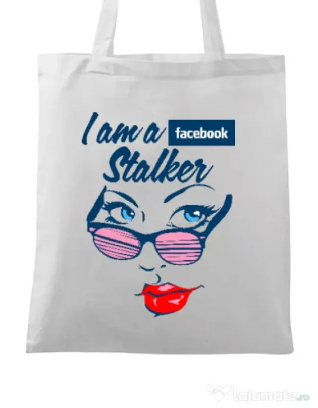 Sacosa din panza Facebook stalker Alb