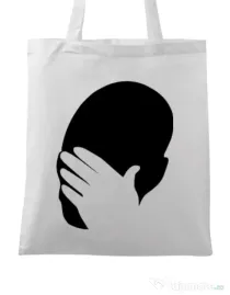 Sacosa din panza Facepalm Alb