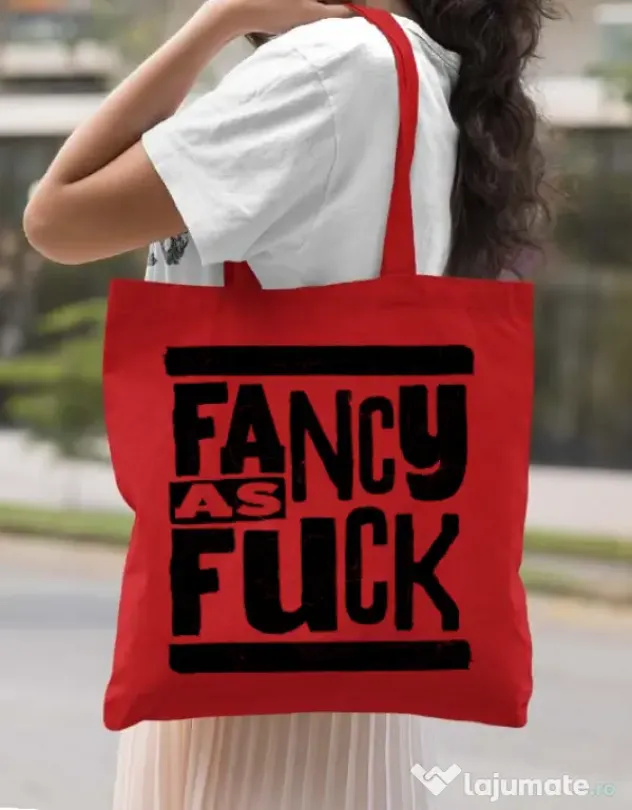 Sacosa din panza Fancy as fuck Rosu