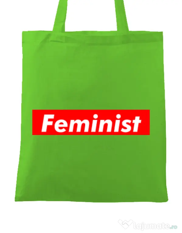Sacosa din panza Feminist Verde mar