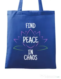 Sacosa din panza Find peace Albastru regal