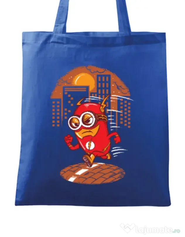 Sacosa din panza Flash minion Albastru regal