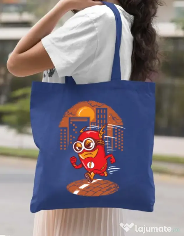 Sacosa din panza Flash minion Albastru regal