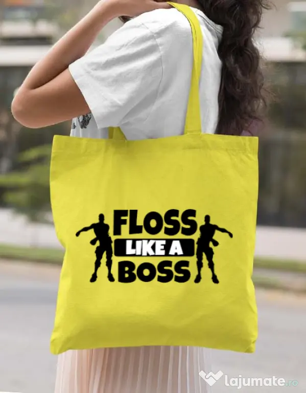 Sacosa din panza Floss like a boss Galben