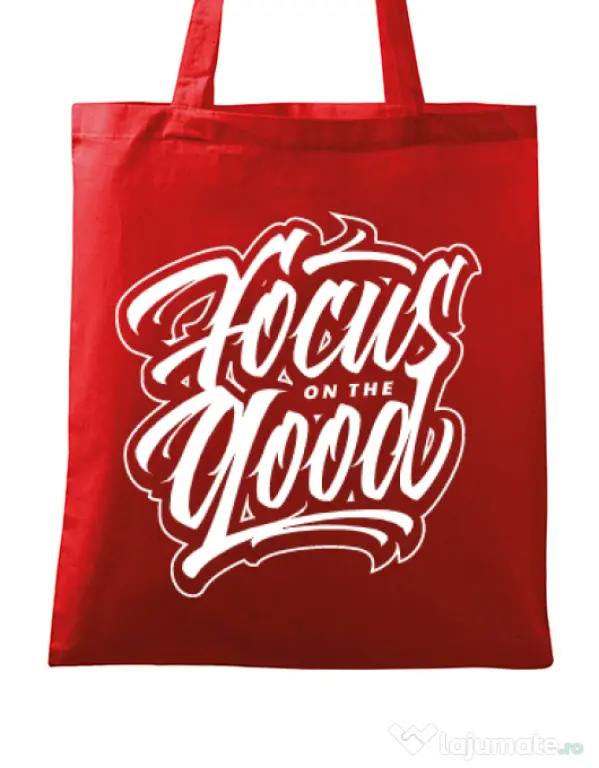Sacosa din panza Focus On The Good Rosu