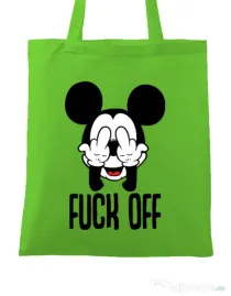 Sacosa din panza Fuck off Verde mar