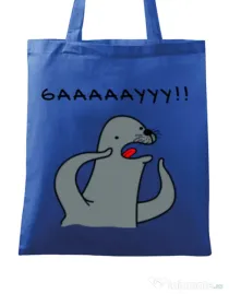 Sacosa din panza Funny seal Albastru regal
