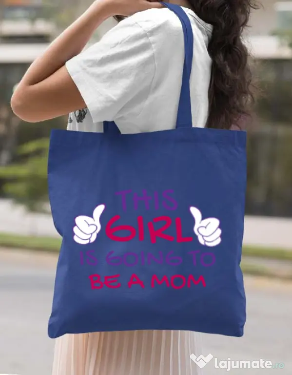 Sacosa din panza Future Mom Albastru regal