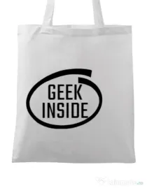 Sacosa din panza Geek inside Alb