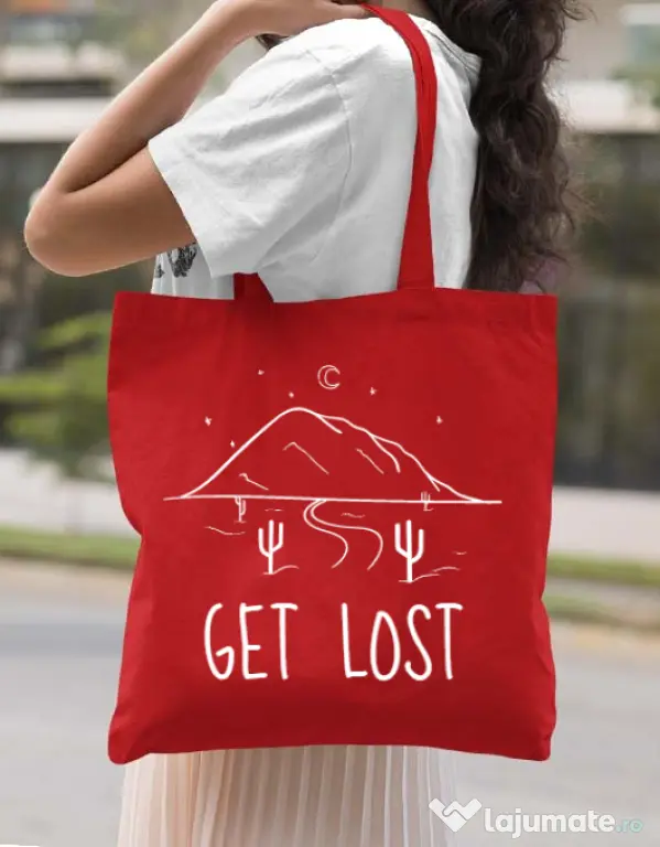 Sacosa din panza Get lost Rosu