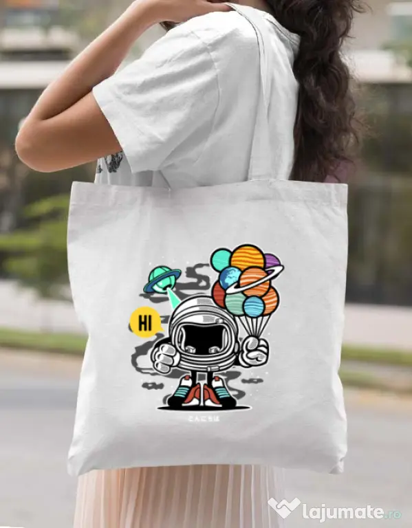 Sacosa din panza Gift From Outer Space Alb