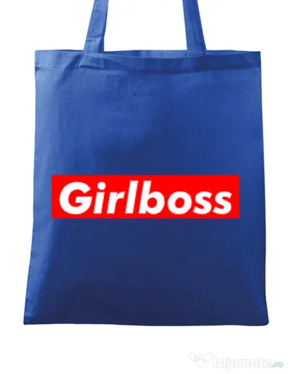 Sacosa din panza Girlboss Albastru regal