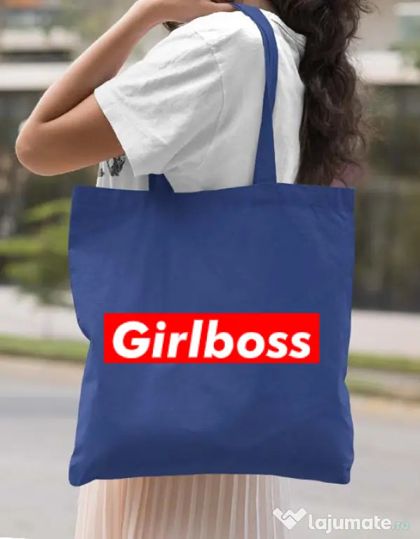 Sacosa din panza Girlboss Albastru regal
