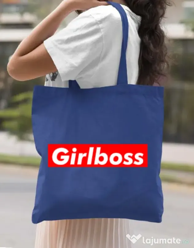 Sacosa din panza Girlboss Albastru regal