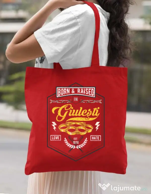 Sacosa din panza Giulesti Rosu