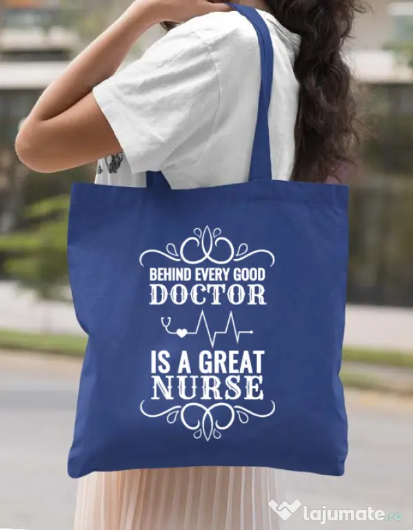 Sacosa din panza Great nurse Albastru regal