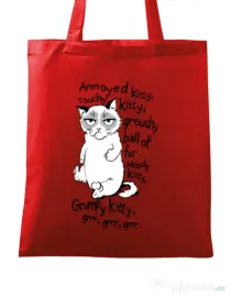 Sacosa din panza Grumpy kitty Rosu