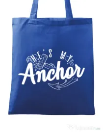Sacosa din panza He s my anchor Albastru regal