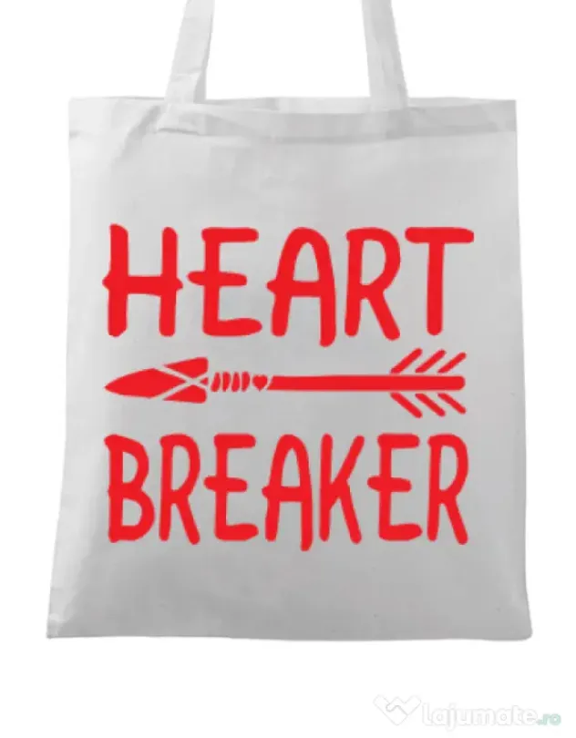Sacosa din panza Heart breaker Alb