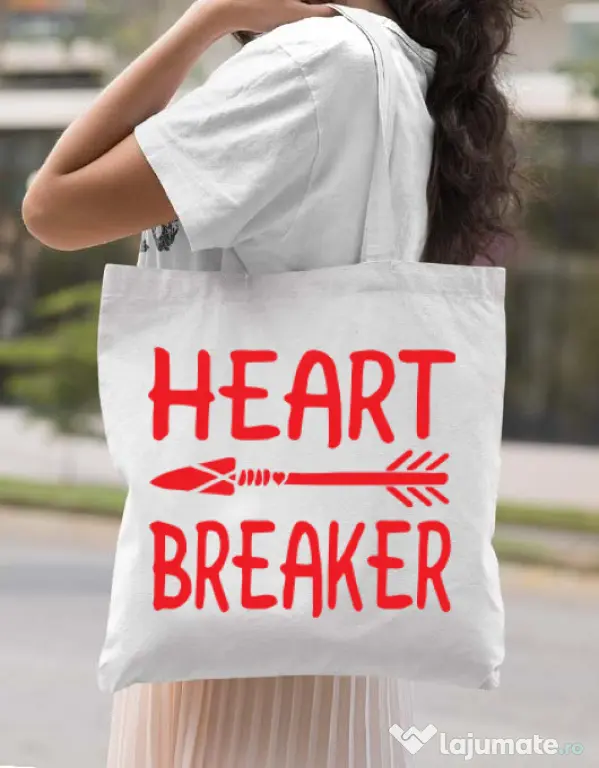Sacosa din panza Heart breaker Alb