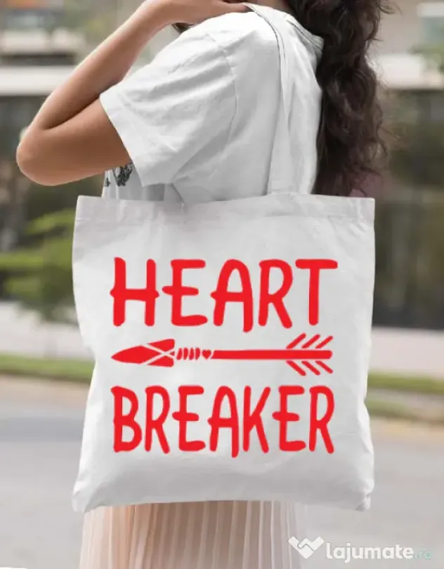 Sacosa din panza Heart breaker Alb