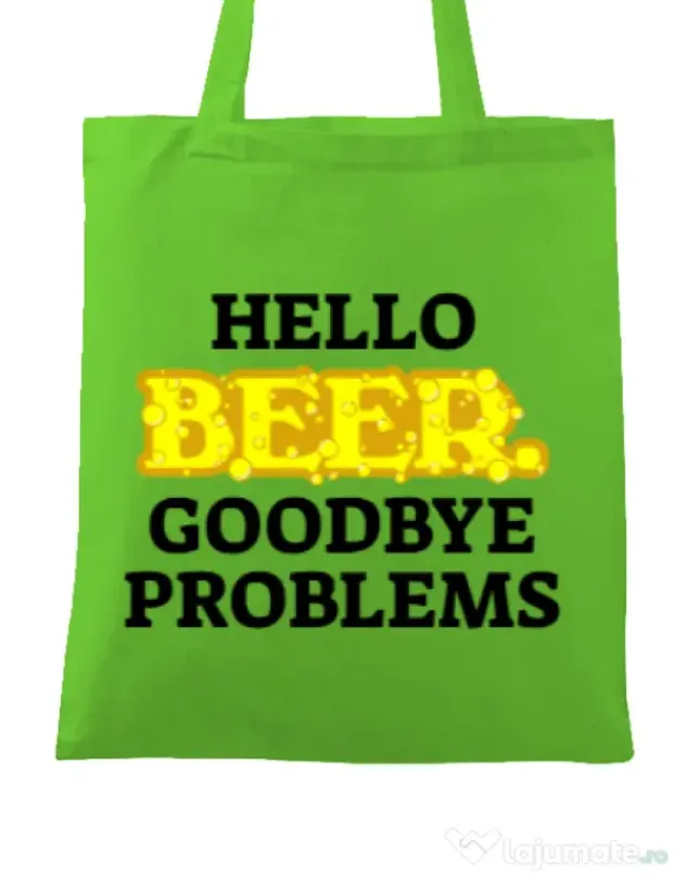 Sacosa din panza Hello beer Verde mar