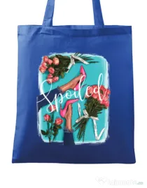Sacosa din panza High Heels and roses Albastru regal