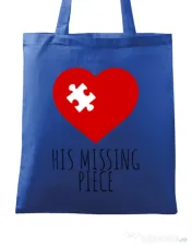 Sacosa din panza His missing piece Albastru regal 