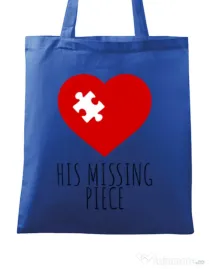 Sacosa din panza His missing piece Albastru regal