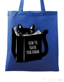 Sacosa din panza How to train your human Albastru regal