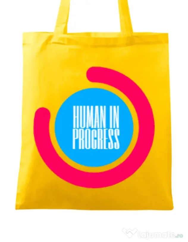 Sacosa din panza Human in progress Galben