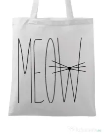 Sacosa din panza I am a cat Alb
