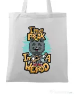 Sacosa din panza I am a freak Alb