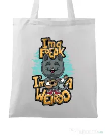 Sacosa din panza I am a freak Alb