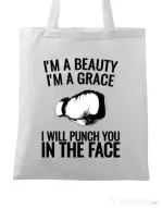 Sacosa din panza I am a grace Alb