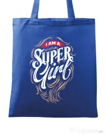 Sacosa din panza I am a Super Girl Albastru regal