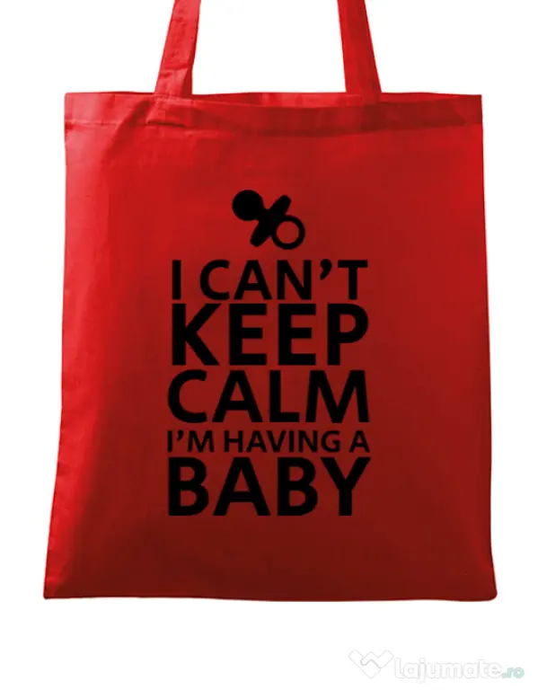 Sacosa din panza I am having a baby Rosu