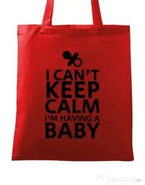 Sacosa din panza I am having a baby Rosu