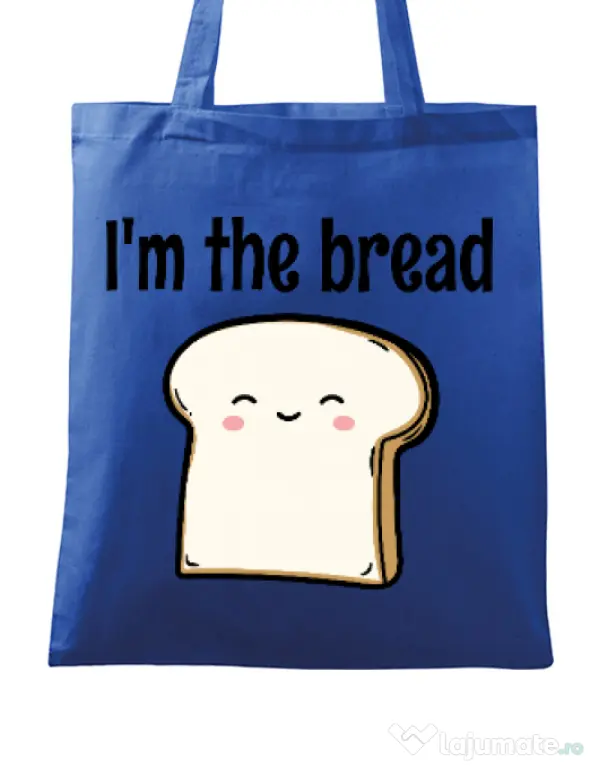 Sacosa din panza I am the bread Albastru regal